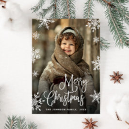 Modern Merry Christmas FOTO QR-code Feestdagenkaart