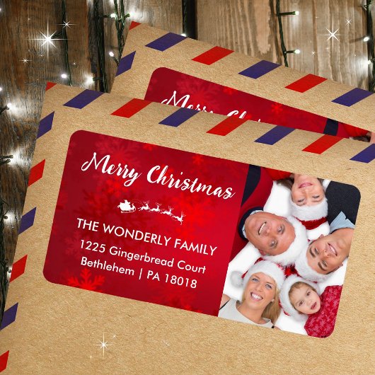 Modern Merry Christmas foto retour adres Etiket