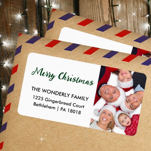 Modern Merry Christmas foto retour adres Etiket
