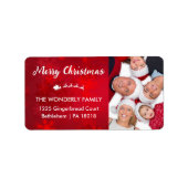 Modern Merry Christmas foto retour adres Etiket (Voorkant)