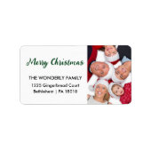 Modern Merry Christmas foto retour adres Etiket (Voorkant)