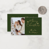 Modern Merry Christmas Gold 1 foto Kerst Kaart Notitiekaartje (Voorkant / Achterkant in situ)