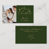 Modern Merry Christmas Gold 1 foto Kerst Kaart Notitiekaartje (Voorkant / Achterkant)