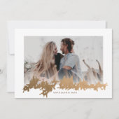 Modern Merry Christmas Gold Boho Script Foto Feestdagenkaart (Voorkant)