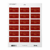 Modern Merry Christmas Gold Foil Confetti Rood Etiket (Full Sheet)