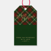 Modern Merry Christmas gouden script rood groen Cadeaulabel (Voorkant)