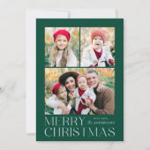 Modern Merry Christmas Green 7 Fotocollage Feestdagenkaart (Voorkant)