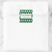 Modern Merry Christmas Green White Tree Patroon Vierkante Sticker (Tas)