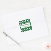 Modern Merry Christmas Green White Tree Patroon Vierkante Sticker (Envelop)