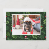 Modern Merry Christmas Greenery Holly 2 foto Feestdagenkaart (Achterkant)