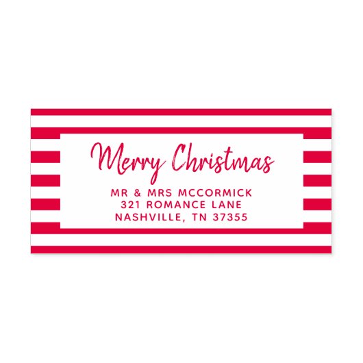 Modern Merry Christmas Hand Lettered Script Name Zelfinktende Stempel (Design)