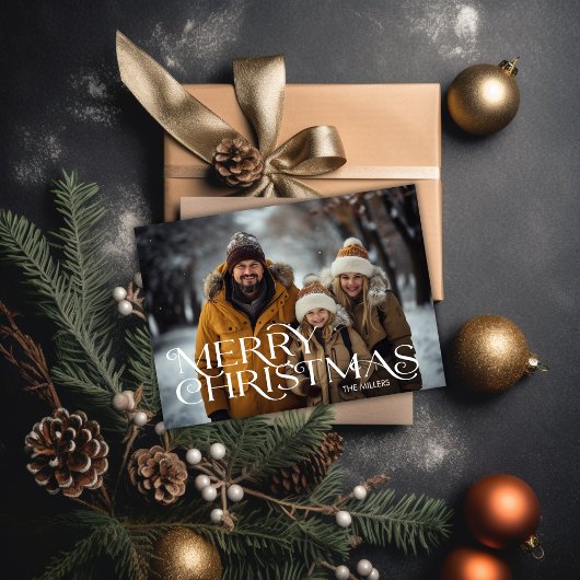 Modern Merry Christmas minimaal 1 foto Elegant Feestdagenkaart