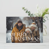 Modern Merry Christmas minimaal 1 foto Elegant Feestdagenkaart (Staand voorkant)