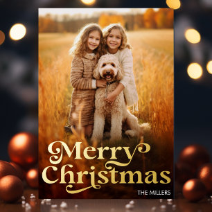 Modern Merry Christmas Minimalist 1 foto Elegant Folie Feestdagen Briefkaart