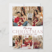 Modern Merry Christmas MInimalist 5 Foto Rood Feestdagenkaart (Voorkant)