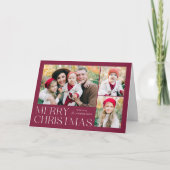 Modern Merry Christmas Paarse 4 Foto Feestdagen Kaart (Voorkant)