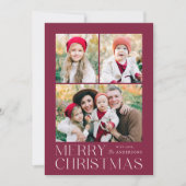 Modern Merry Christmas Paarse 7 Fotocollage Feestdagenkaart (Voorkant)