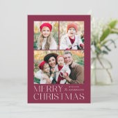 Modern Merry Christmas Paarse 7 Fotocollage Feestdagenkaart (Staand voorkant)