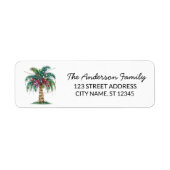 Modern Merry Christmas Palm Tree Retouradres Etiket (Voorkant)