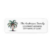 Modern Merry Christmas Palm Tree Retouradres Etiket (Voorkant)