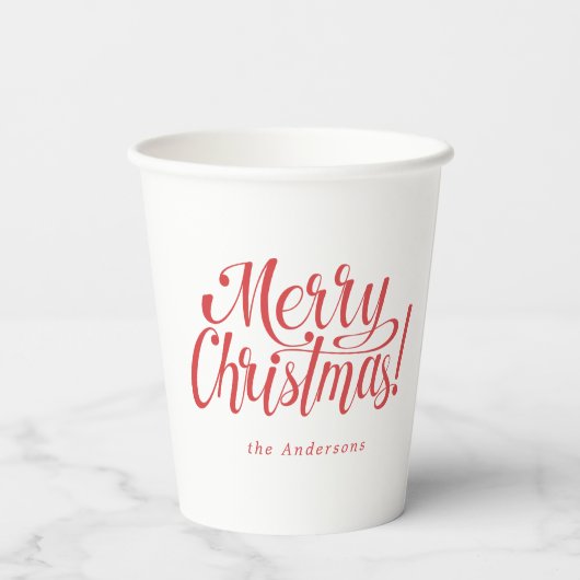 Modern Merry Christmas Paper Cups Papieren Bekers (Achterkant)
