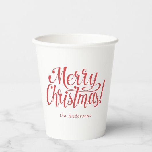 Modern Merry Christmas Paper Cups Papieren Bekers (Voorkant)