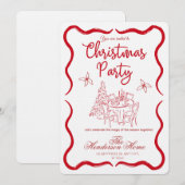 Modern Merry Christmas Party Invitation Kaart (Voorkant / Achterkant)