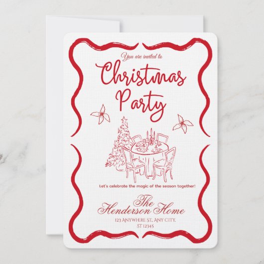 Modern Merry Christmas Party Invitation Kaart (Voorkant)