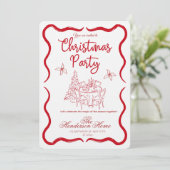 Modern Merry Christmas Party Invitation Kaart (Staand voorkant)