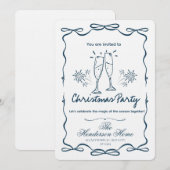 Modern Merry Christmas Party Invitation Kaart (Voorkant / Achterkant)