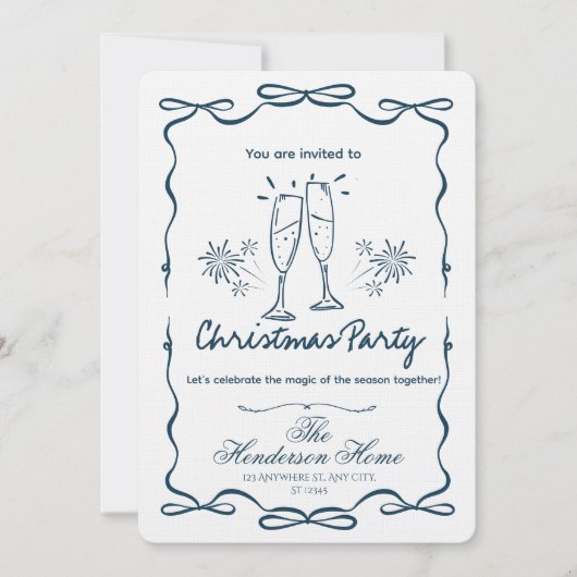 Modern Merry Christmas Party Invitation Kaart (Voorkant)