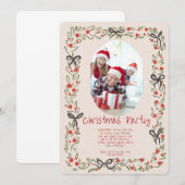 Modern Merry Christmas Party Invitation Kaart (Voorkant / Achterkant)