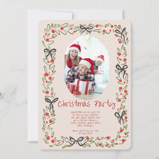 Modern Merry Christmas Party Invitation Kaart (Voorkant)