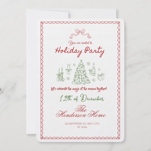 Modern Merry Christmas Party Invitation Kaart (Voorkant)