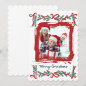 Modern Merry Christmas Party Invitation Kaart (Voorkant / Achterkant)