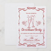 Modern Merry Christmas Party Invitation Kaart (Voorkant / Achterkant)