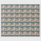 Modern Merry Christmas Photo Collage Grey Green Cadeaupapier (Vlak)