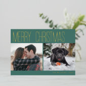 Modern Merry Christmas Photo Folie Feestdagenkaart (Staand Voorkant)
