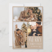 Modern Merry Christmas Photo Grid Holiday Kaart (Voorkant)