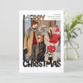 Modern Merry Christmas Photo Personalized Feestdagenkaart (Staand voorkant)