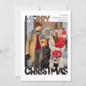 Modern Merry Christmas Photo Personalized Feestdagenkaart (Voorkant)