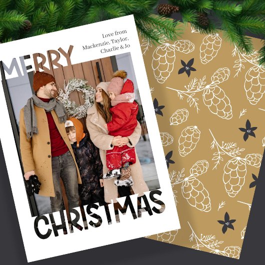 Modern Merry Christmas Photo Personalized Feestdagenkaart