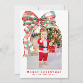 Modern Merry Christmas Photo Red Green Feestdagenkaart (Voorkant)