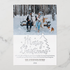 Modern Merry Christmas Photo Silver Foil Kaart