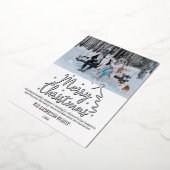 Modern Merry Christmas Photo Silver Foil Kaart (Gedraaid)