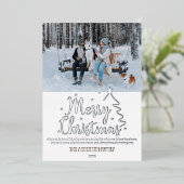 Modern Merry Christmas Photo Silver Foil Kaart (Staand Voorkant)