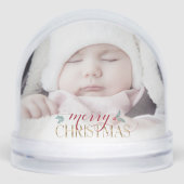Modern Merry Christmas Photo Snow Globe Sneeuwbol (Voorkant)