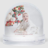 Modern Merry Christmas Photo Snow Globe Sneeuwbol (Achterkant)