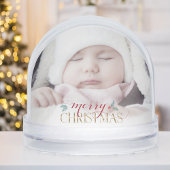 Modern Merry Christmas Photo Snow Globe Sneeuwbol