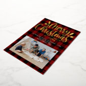 Modern Merry Christmas Plaid Folie Vakantie Kaart (Gedraaid)